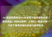 2021英超联赛排名2021年英格兰足球超级联赛（简称英超）的排名揭晓，让我们一起来回顾一下这个赛季的精彩表现与激烈竞争。